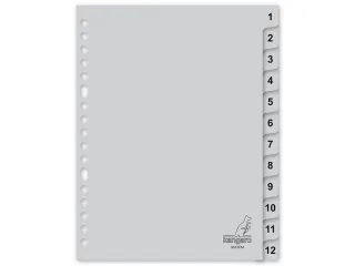 Tabblad Kangaro A5 cijfers PP 120 micron grijs 17-gaats 12-delig - 1