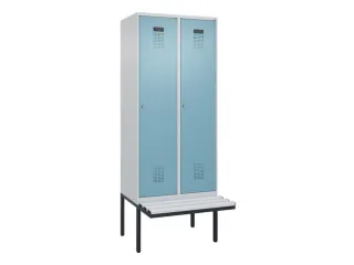 locker met bank,voor scheiding van kleding,HxBxD 2120x800x815mm,2vak - 2