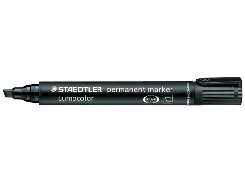 Viltstift Staedtler Lumocolor 350 permanent beitelpunt 2-5mm zwart