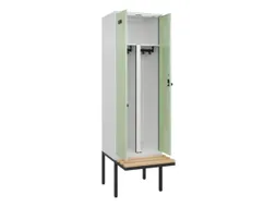PBM-locker met bank,HxBxD 2120x600x815mm,2vak,vak B 300mm,draaigrendel