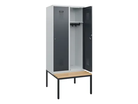 locker met bank,HxBxD 1950x800x815mm,2vak,vak B 400mm,cilinderslot