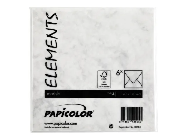 Envelop Papicolor 140x140mm Marble grijs Gegomd