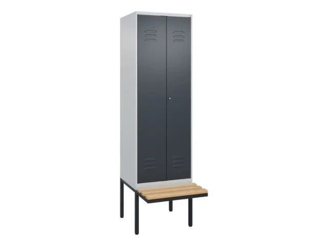 PBM-locker met bank,HxBxD 2120x600x815mm,2vak,vak B 300mm,cil.-slot