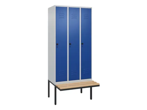 locker met bank,HxBxD 2120x900x815mm,3vak,vak B 300mm,draaigrendel