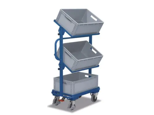 Bijzetwagen 200kg Etages Neigbaar 3 Eurobakken 600x400mm Ral5010