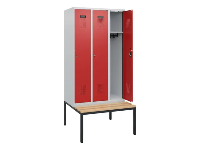 locker met bank,HxBxD 1950x900x815mm,3vak,vak B 300mm,cilinderslot