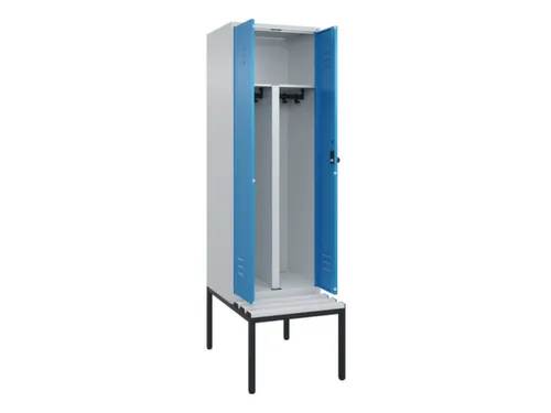 PBM-locker met bank,HxBxD 2120x600x815mm,2vak,vak B 300mm,draaigrendel