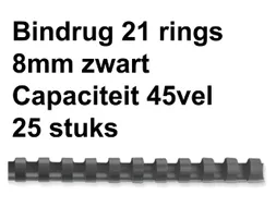 Bindrug Fellowes 8mm 21-Rings A4 Zwart 25 Stuks