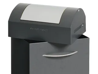 Afvalbak 60 Liter 790x380x320mm Plaatstaal 2 Wielen Klep Grijs - 3