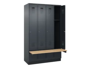 locker met bank,HxBxD 1950x1200x815mm,4vak,vak B 300mm,cilinderslot - 1