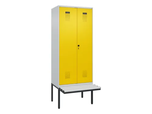 PBM-locker met bank,HxBxD 2120x800x815mm,2vak,vak B 400mm,draaigrendel