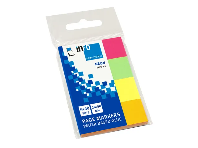 Info Page Markers papier neonmix 20x50mm, 4 kleuren