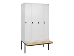 locker met bank,HxBxD 2120x1200x815mm,4vak,vak B 300mm,draaigrendel