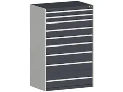 ladekast HxBxD 1600x1050x750mm 9laden RAL7035 front RAL7016