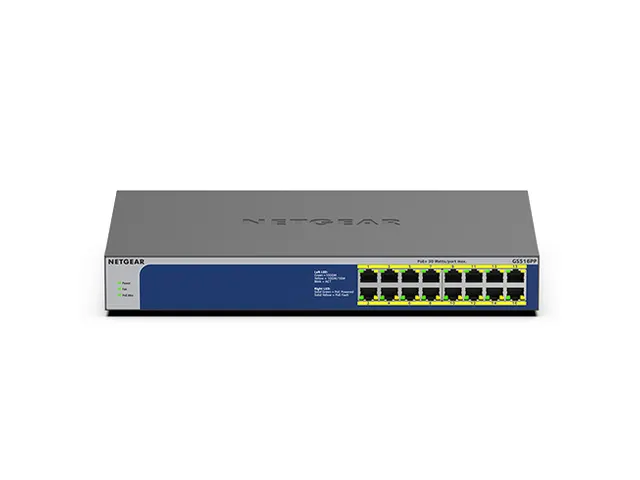 NETGEAR GS516PP, Unmanaged, Gigabit Ethernet (10/100/1000), Full duple