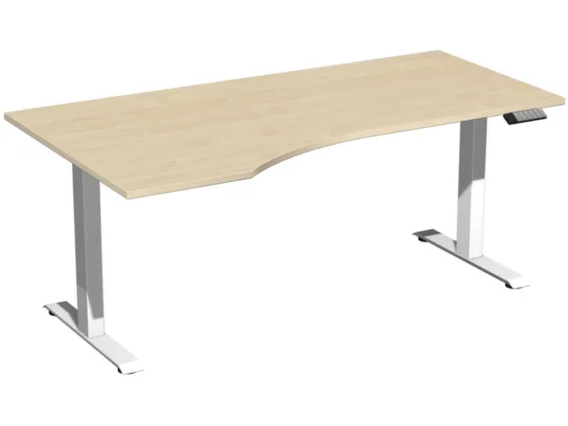 In hoogte verstelbaar bureau in vrije vorm,HxBxD 730-1230x1800x1000mm