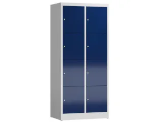 Lockerkast 1800x800x500mm 2x4 vakken cilinderslot, sokkel, RAL5010 - 1