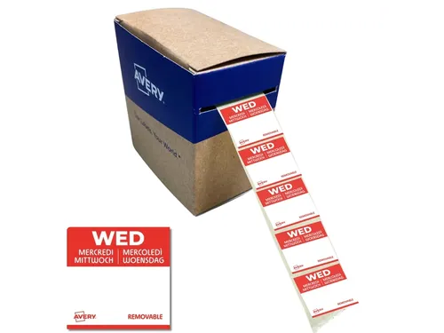 Etiket Avery HACCP woensdag rood 25x25mm 1000 stuks