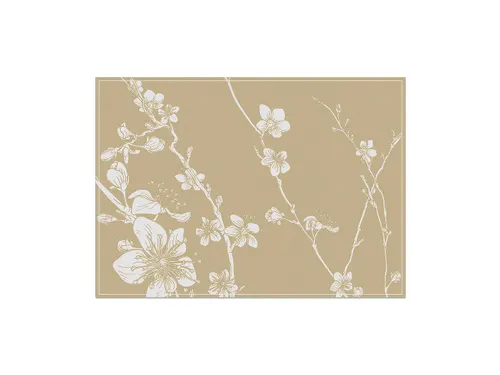 Placemat 45x32cm PVC Abstracte Japanse Kersenbloesem Beige 6 Stuks