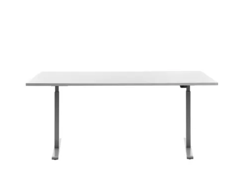 Elektrisch ihv bureau,HxBxD 700-1200x1800x800mm,blad wit,T-voet grijs