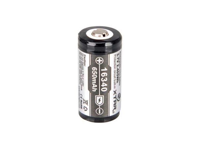 Xtar Lithium-Ion Batterij Oplaadbaar 3.7V - 650Mah - 16340 | VoordeligeBatterijen.nl