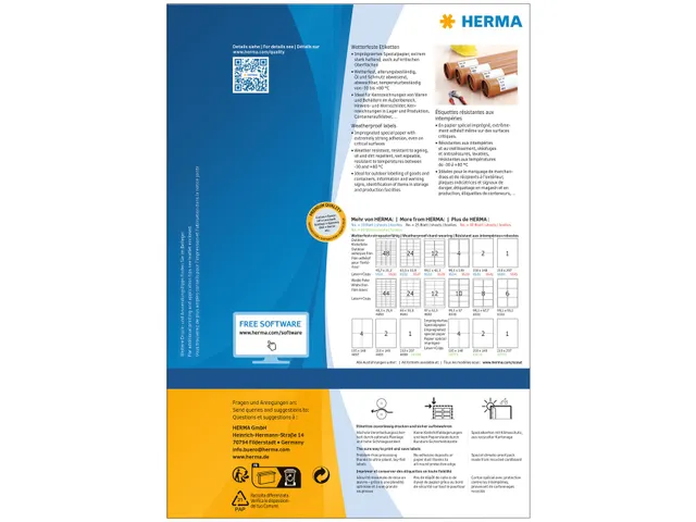 Etiquette imprégnée HERMA 210x297mm résistant aux intempéries blan