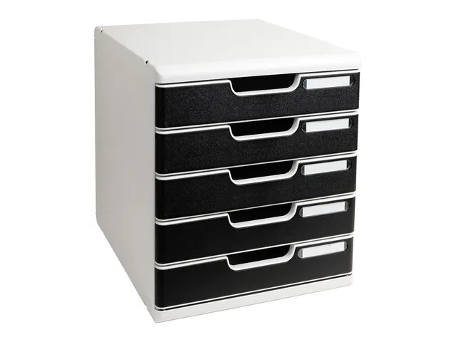Bloc à tiroirs MODULO A4 5 tiroirs Classic Noir Gris