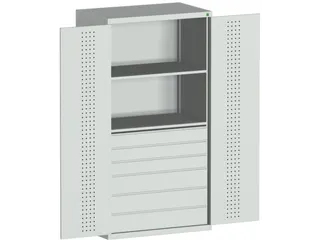 systeemkast HxBxD 2000x1050x650mm 2xStalen bodem 6laden Ral7035 - 2