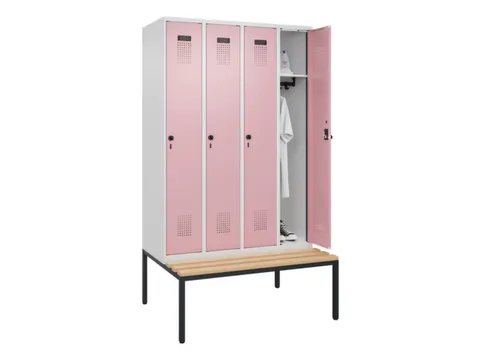 locker met bank,HxBxD 2120x1200x815mm,4vak,vak B 300mm,draaigrendel