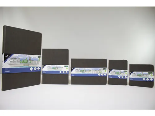Schetsboek Kangaro 12x12cm cold grey PU HC 80 vel 140gr roomwit met el