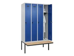 locker met bank,HxBxD 2120x1200x815mm,4vak,vak B 300mm,draaigrendel