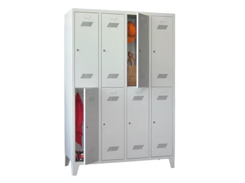 dubbeldekse locker,HxBxD 1850x1200x500mm,4x2vak.,RAL7035,front RAL7016