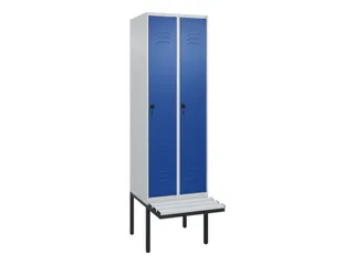 locker met bank,HxBxD 2120x600x815mm,2vak,vak B 300mm,draaigrendel - 1