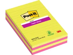 Memoblok 3M Post-it 584 127x203mm Super Sticky lijn assorti kleur