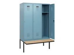 locker met bank,HxBxD 1950x1200x815mm,3vak,vak B 400mm,cilinderslot