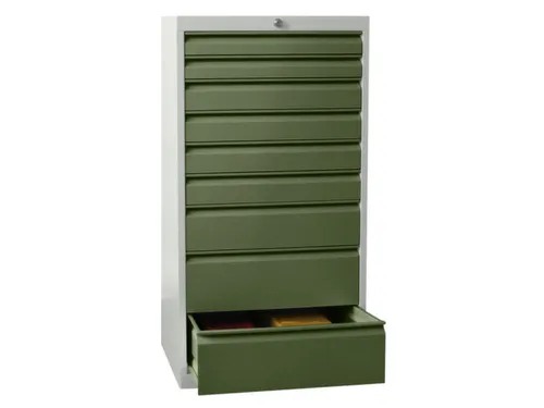 ladekast HxBxD 1200x500x600mm 9laden cilinderslot RAL7035 front RAL601