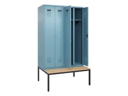 locker met bank,voor scheiding van kleding,HxBxD 2120x1200x815mm,4vak
