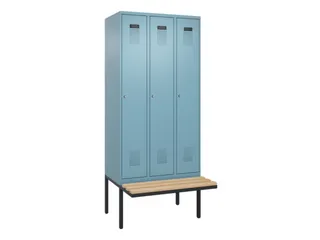locker met bank,voor scheiding van kleding,HxBxD 2120x900x815mm,3vak - 2