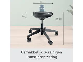 Zitkruk Leitz Ergo met wieltjes en comfortzitting 600x460x600mm zwart - 15
