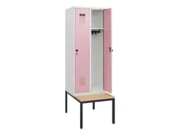 locker met bank,HxBxD 1950x600x815mm,2vak,vak B 300mm,draaigrendel