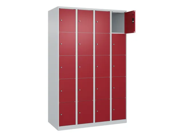 lockerkast,HxBxD 1850x1200x500mm,4x5vakken,vak B 300mm,cil.-slot