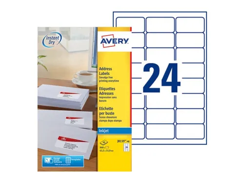 Etiket Avery J8159-40 63.5x33.9mm Inkjet Wit 960 stuks