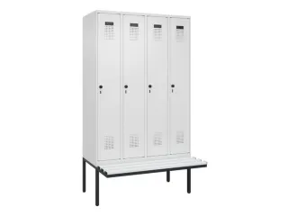 locker met bank,voor scheiding van kleding,HxBxD 2120x1200x815mm,4vak - 2
