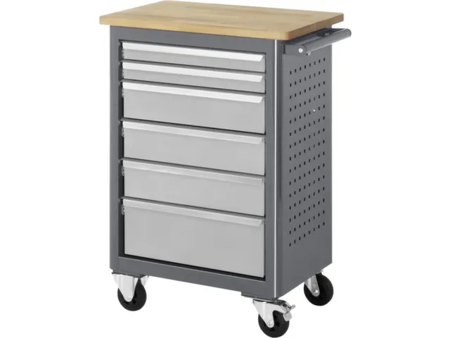 werkbank,HxBxD 950x675x450mm,beukblad,draagverm. 450kg,4-voet/4wielen