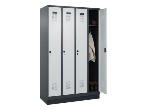 locker,HxBxD 1950x1200x500mm,4vak,vak B 300mm,draaigrendel,sokkel