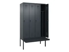 locker met bank,voor scheiding van kleding,HxBxD 2120x1200x815mm,4vak