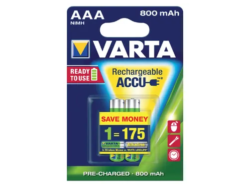 Batterij oplaadbaar VARTA 2x AAA 800mAh ready2use