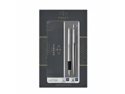 Balpen en vulpen Parker Jotter stainless steel CT medium 2 stuks