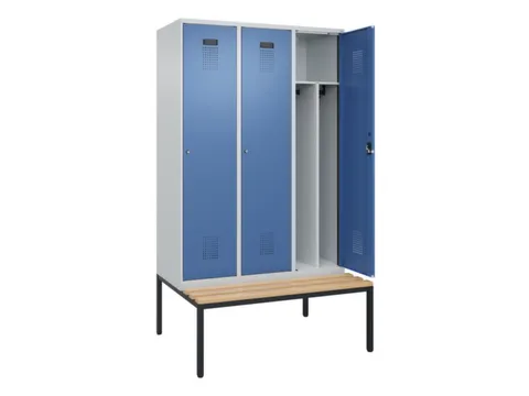 locker met bank,voor scheiding van kleding,HxBxD 2120x1200x815mm,3vak