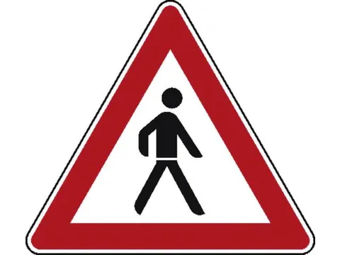 verkeersbord,voetgangers (opstelling links),conform StVO,aluminium